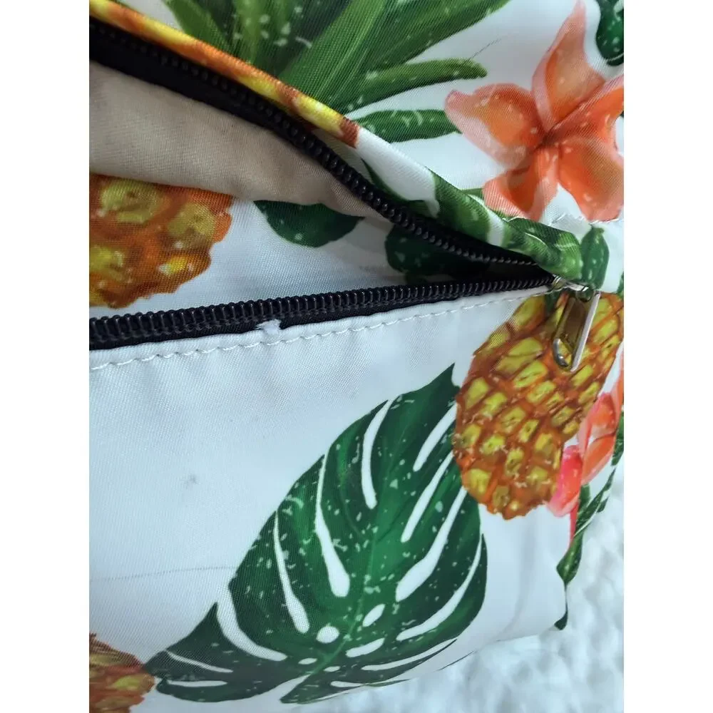 Pineapple Tropical Floral Backpack Hawaiian Beach Travel School Bag White Orange
